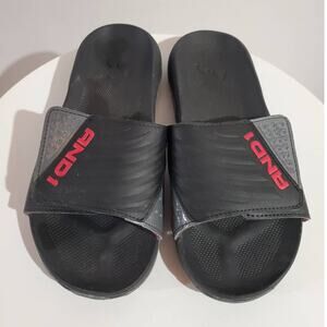 And1 Mens Swish 2.0 Adjustable Slide Sandals Size 7 Black Gray Red Comfort